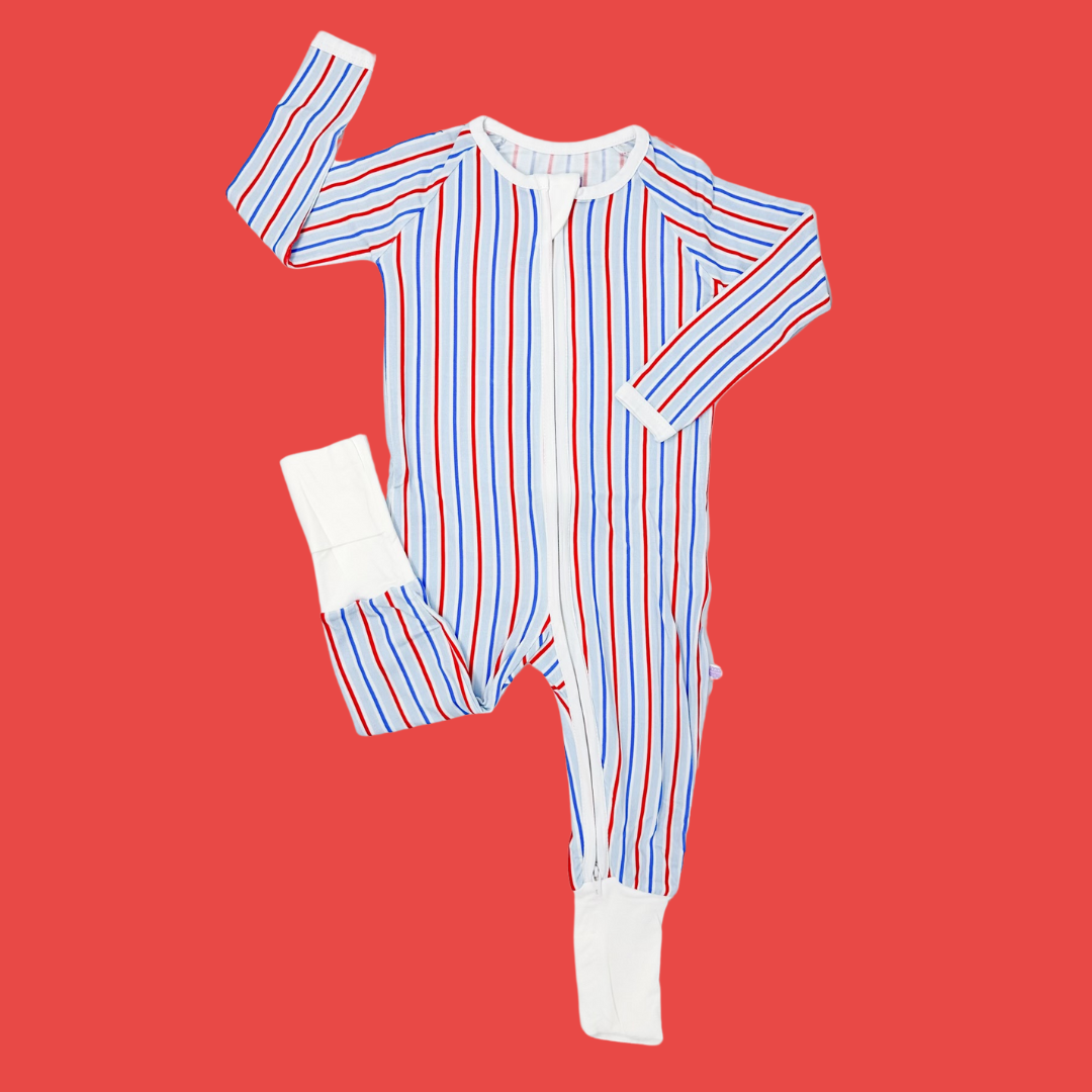 Red, White and Blue Stripes Premium Zipper Romper (FINAL SALE)