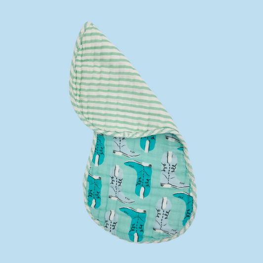 Green Boots Muslin Burp Cloth