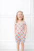 Girls Strawberry blue and red bow bamboo short sleeved outfit