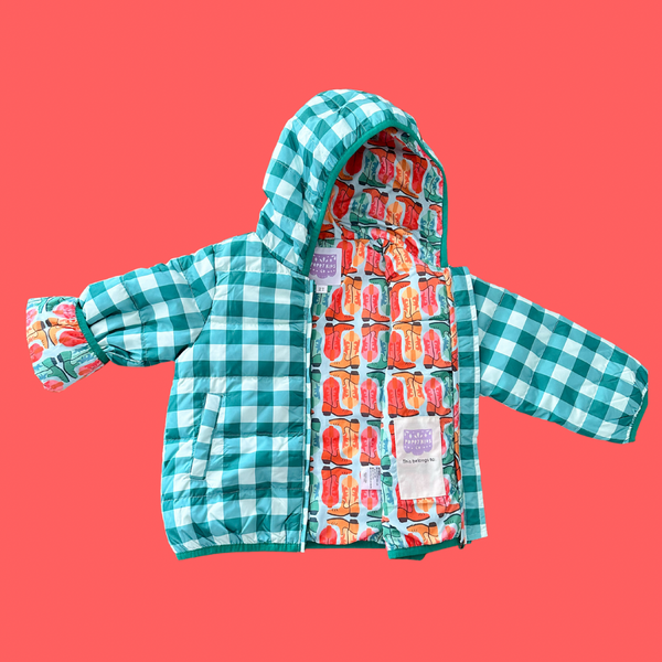 Gingham hotsell puffer jacket