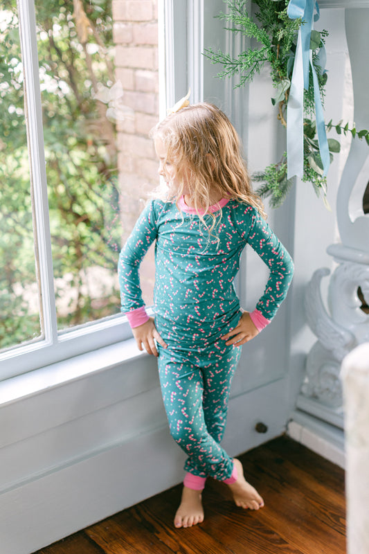 Pink and Green Candy Cane Premium PJ Set