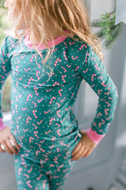 Pink and Green Candy Cane Premium PJ Set