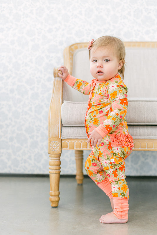 Fall Flowers Premium Ruffle Romper