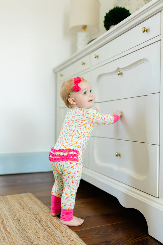 Rainbow Candy Cane Premium Ruffle Romper