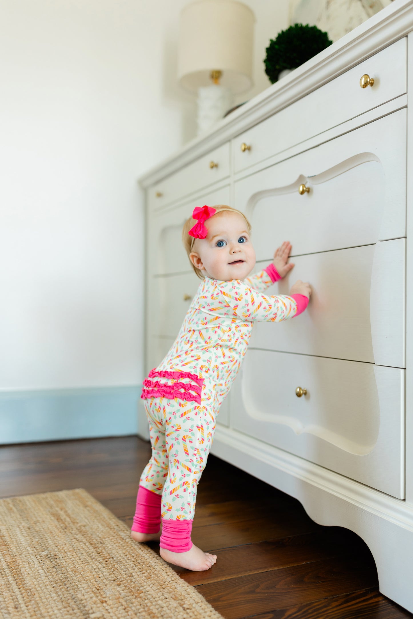 Rainbow Candy Cane Premium Ruffle Romper