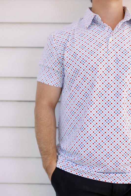 Red, White and Blue Diamond Men's Polo