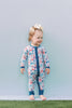 Blue Patriotic Bows Premium Ruffle Romper