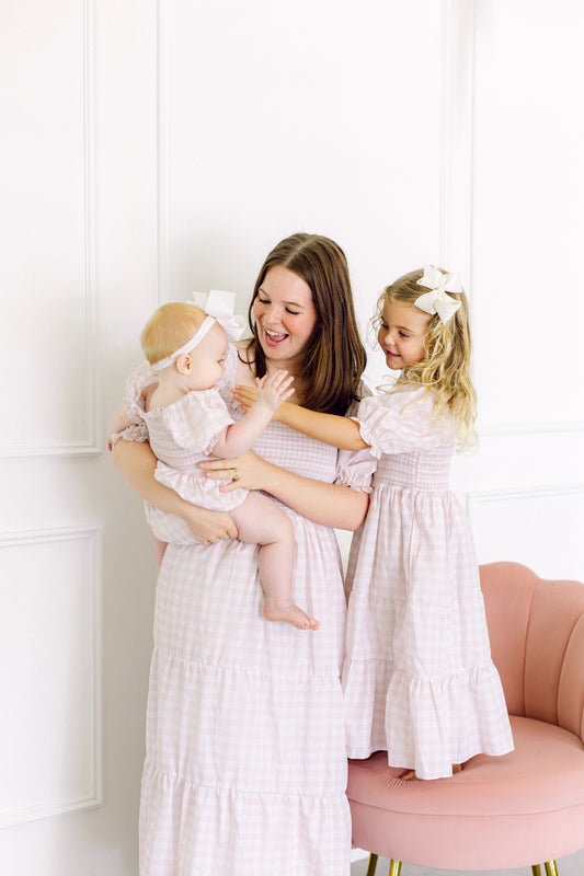 Neutral Plaid Mom Dress