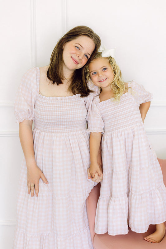 Neutral Plaid Mom Dress