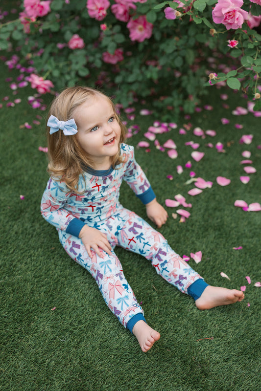 Blue Patriotic Bows Premium PJ Set