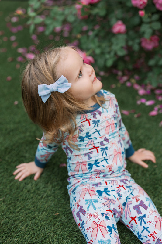 Blue Patriotic Bows Premium PJ Set