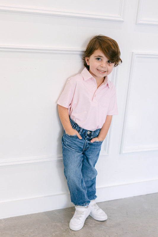 Pink Stripe Boys' Polo