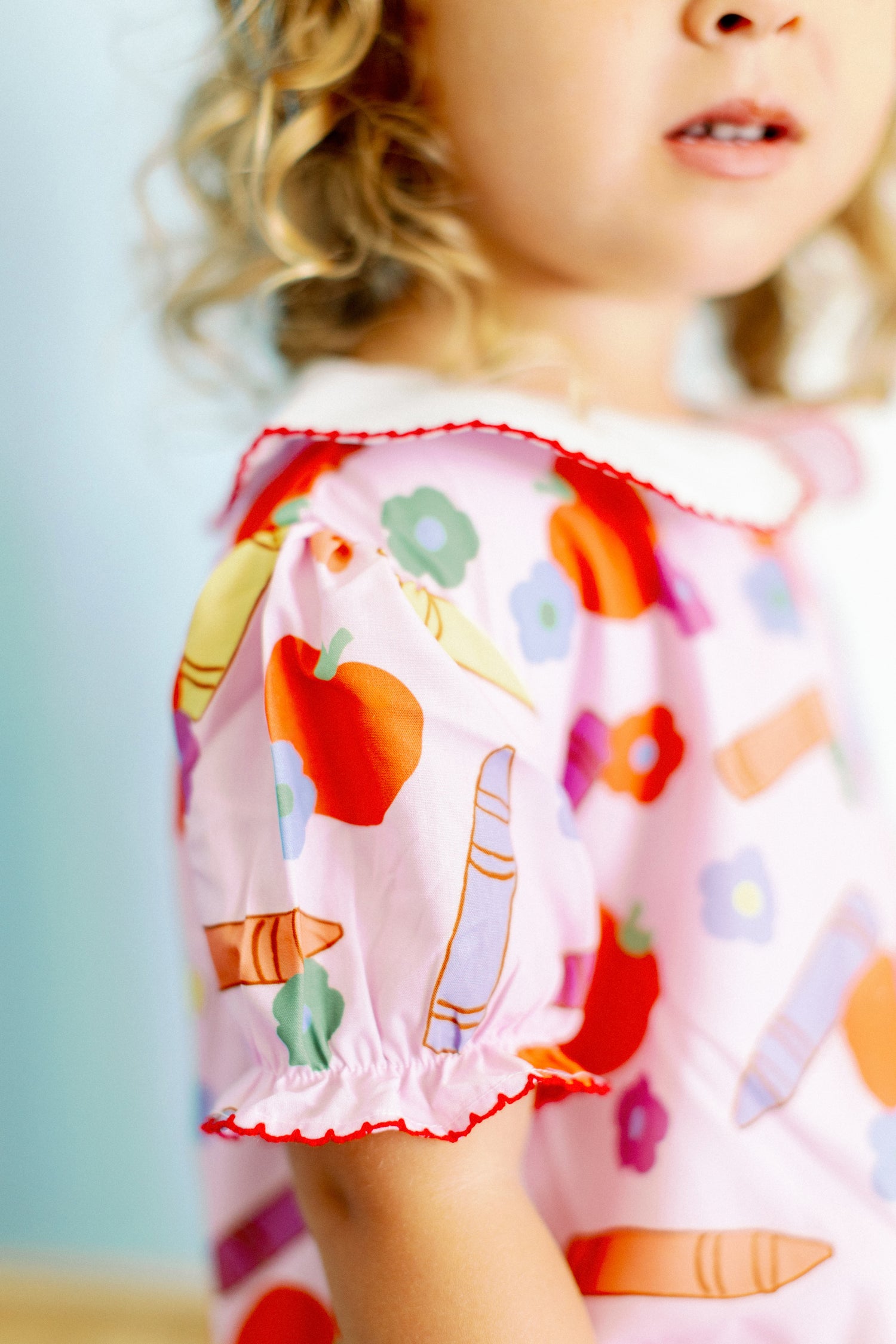 Apple, Flower and Crayon Back to School Dress I Poppy Kids Co