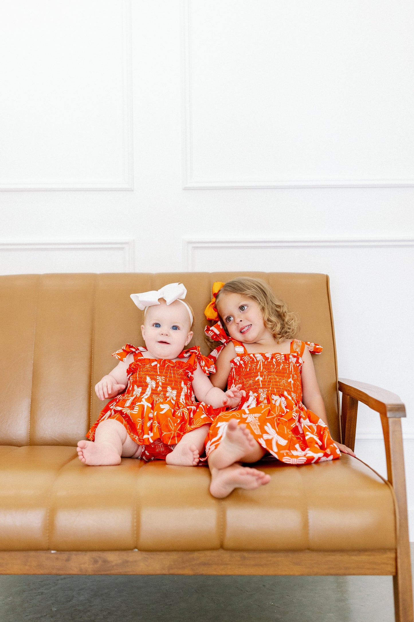 Orange and White Bows Diaper Cover Set