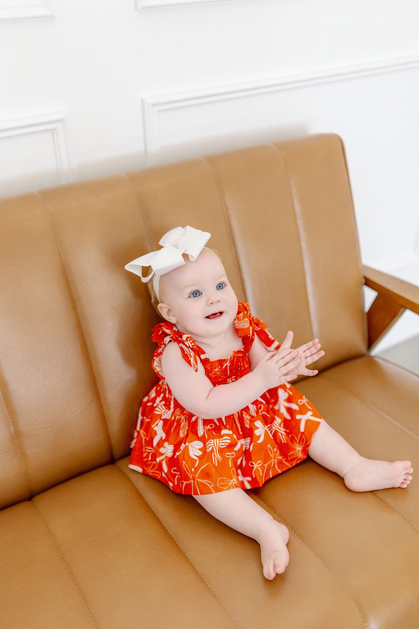 Orange and White Bows Diaper Cover Set