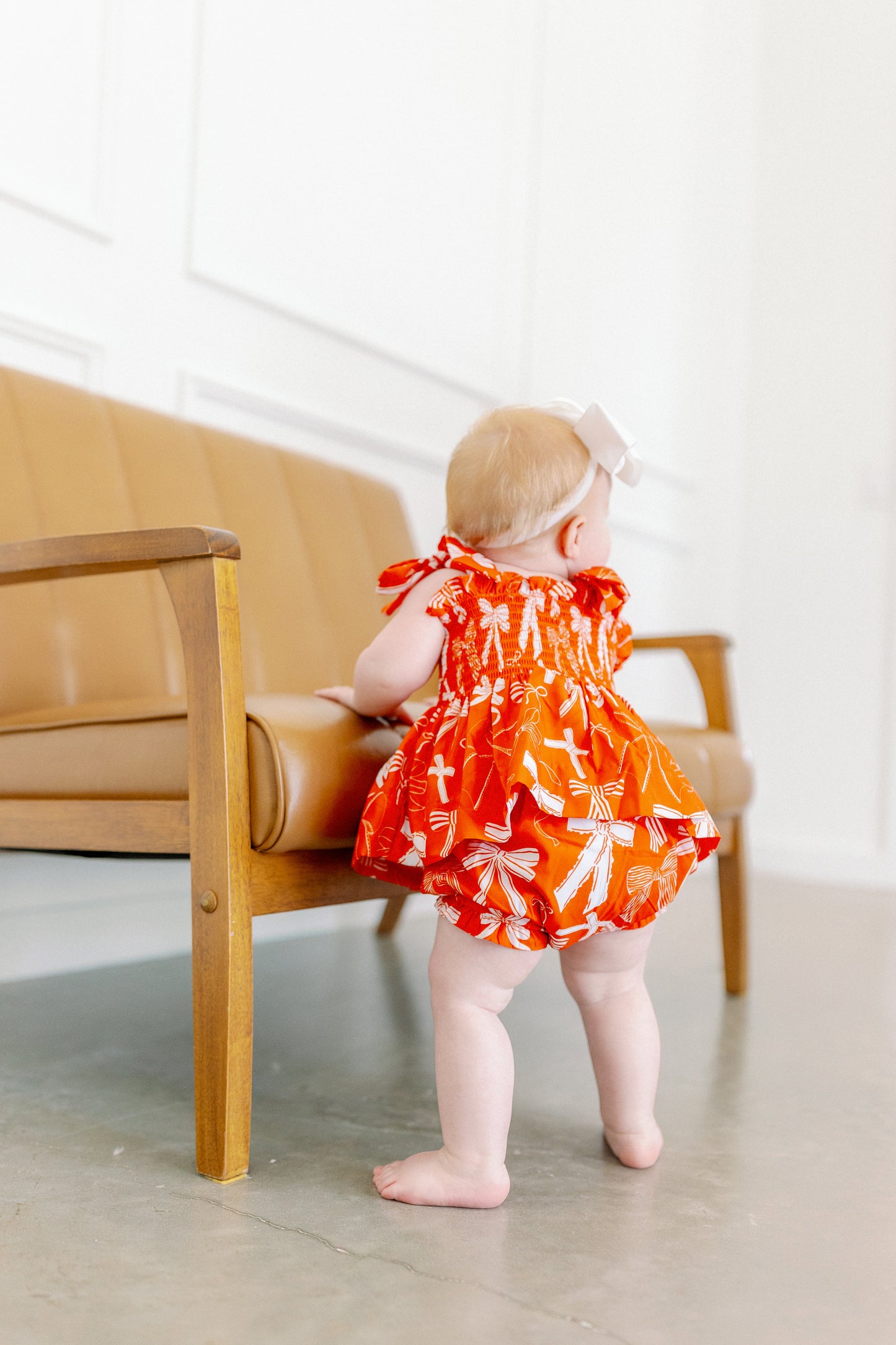 Orange and White Bows Diaper Cover Set