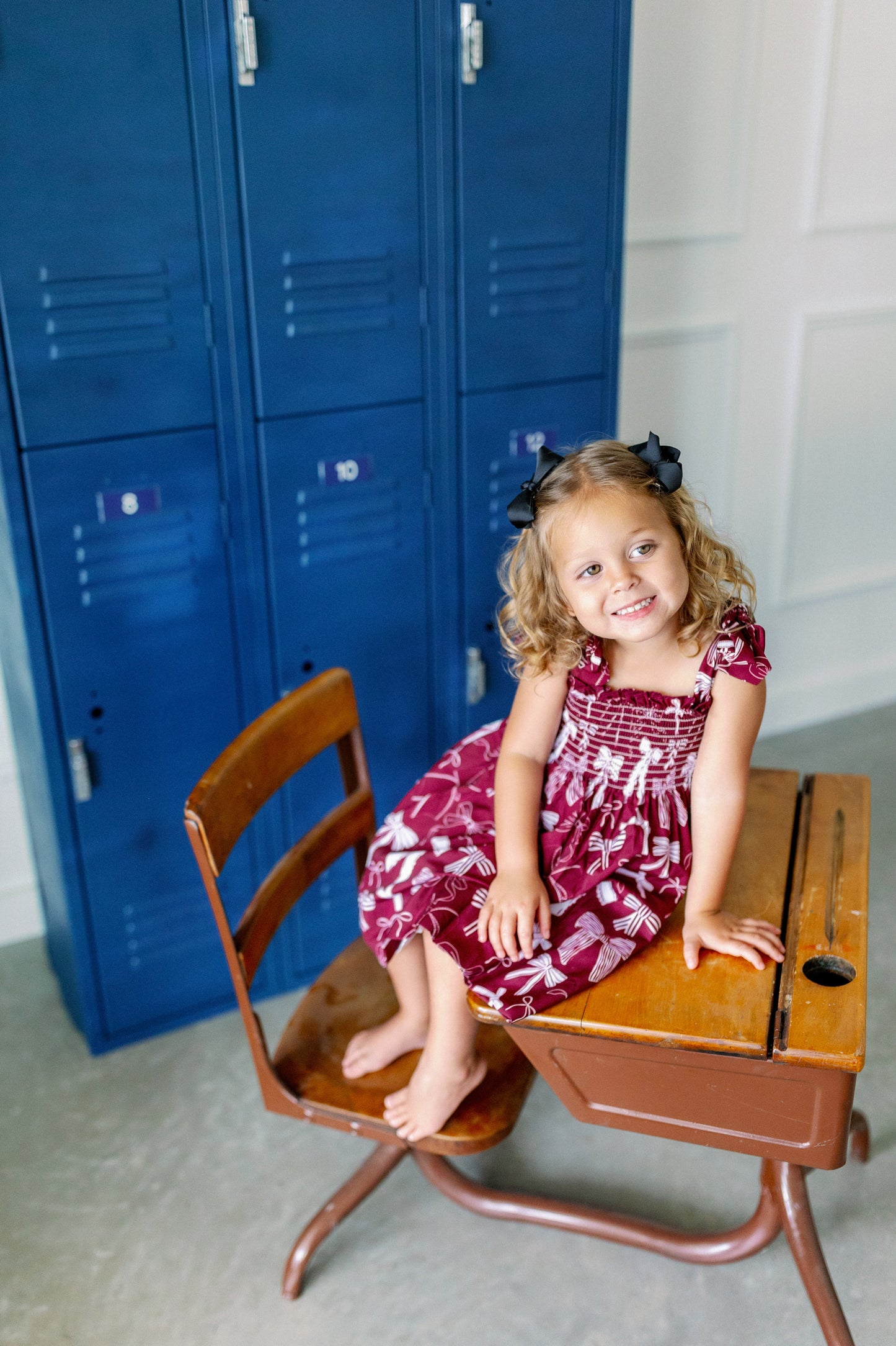 Maroon and White Bows Dress