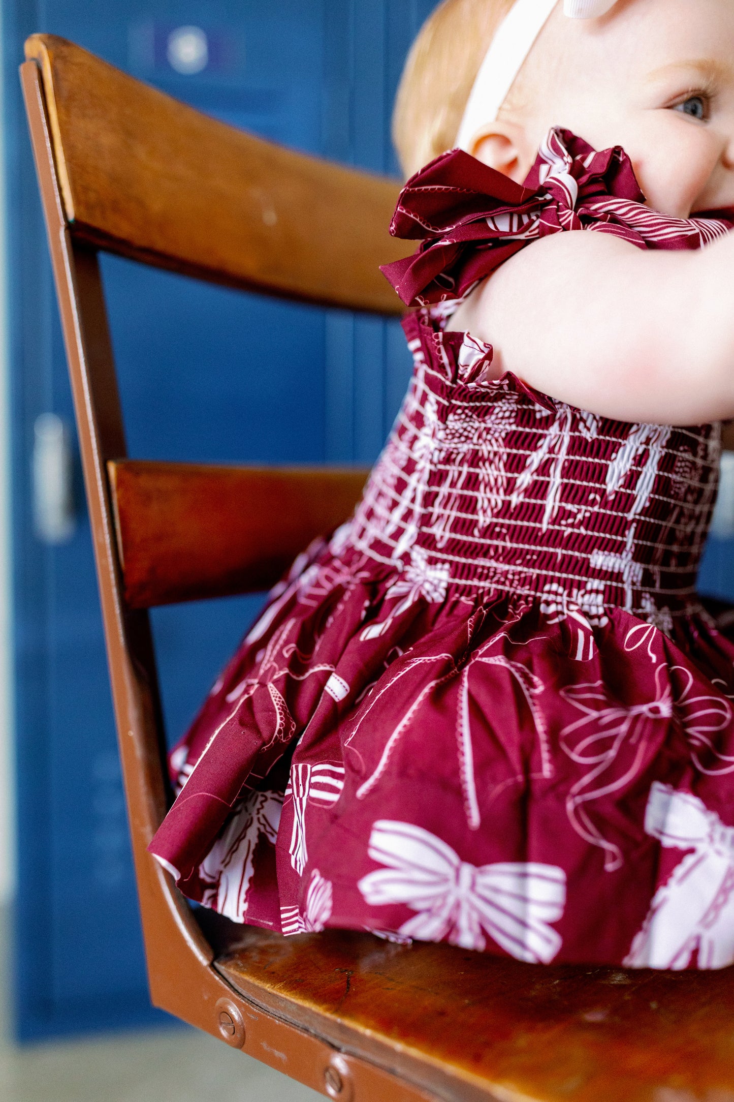 Maroon and White Bows Diaper Cover Set