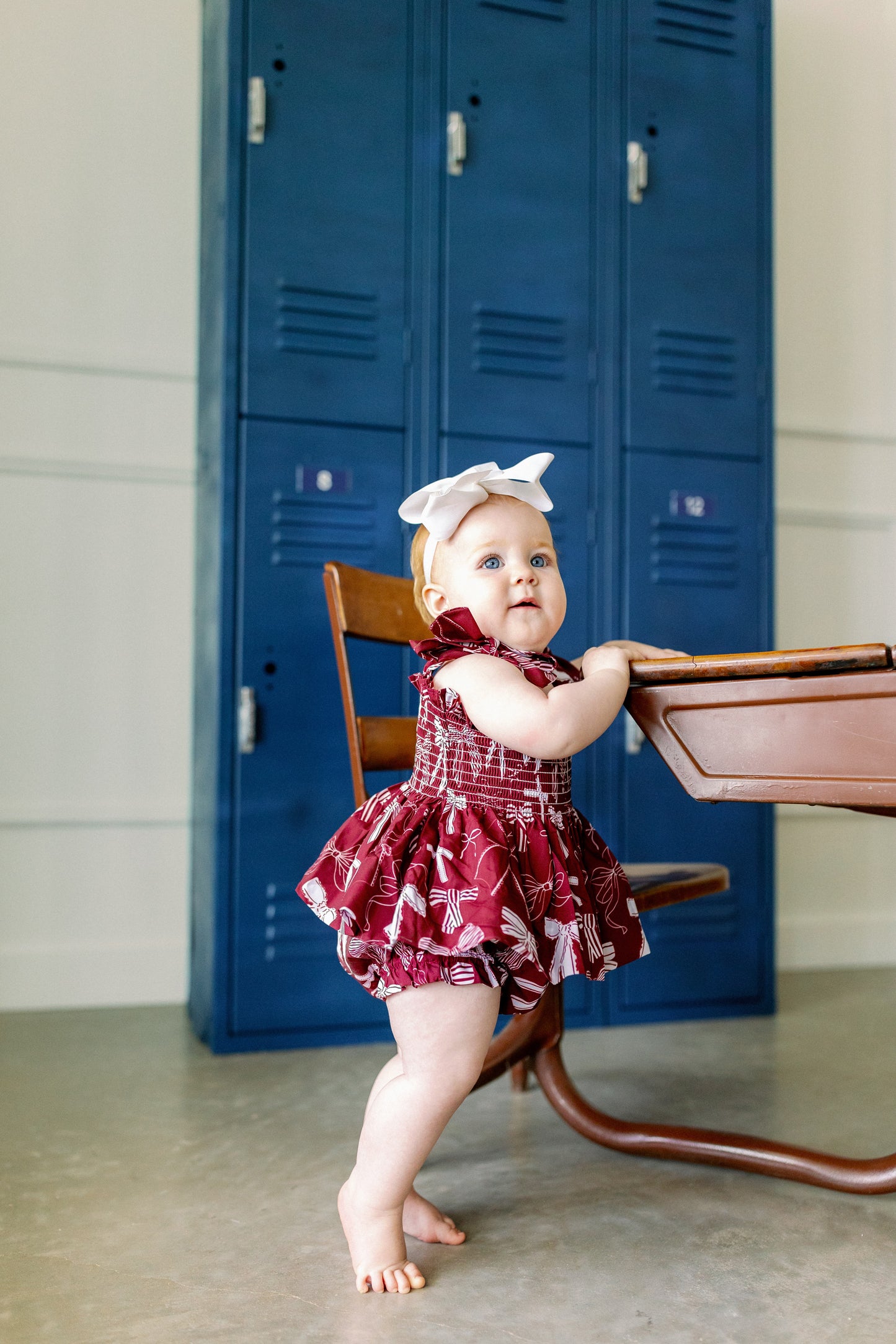 Maroon and White Bows Diaper Cover Set