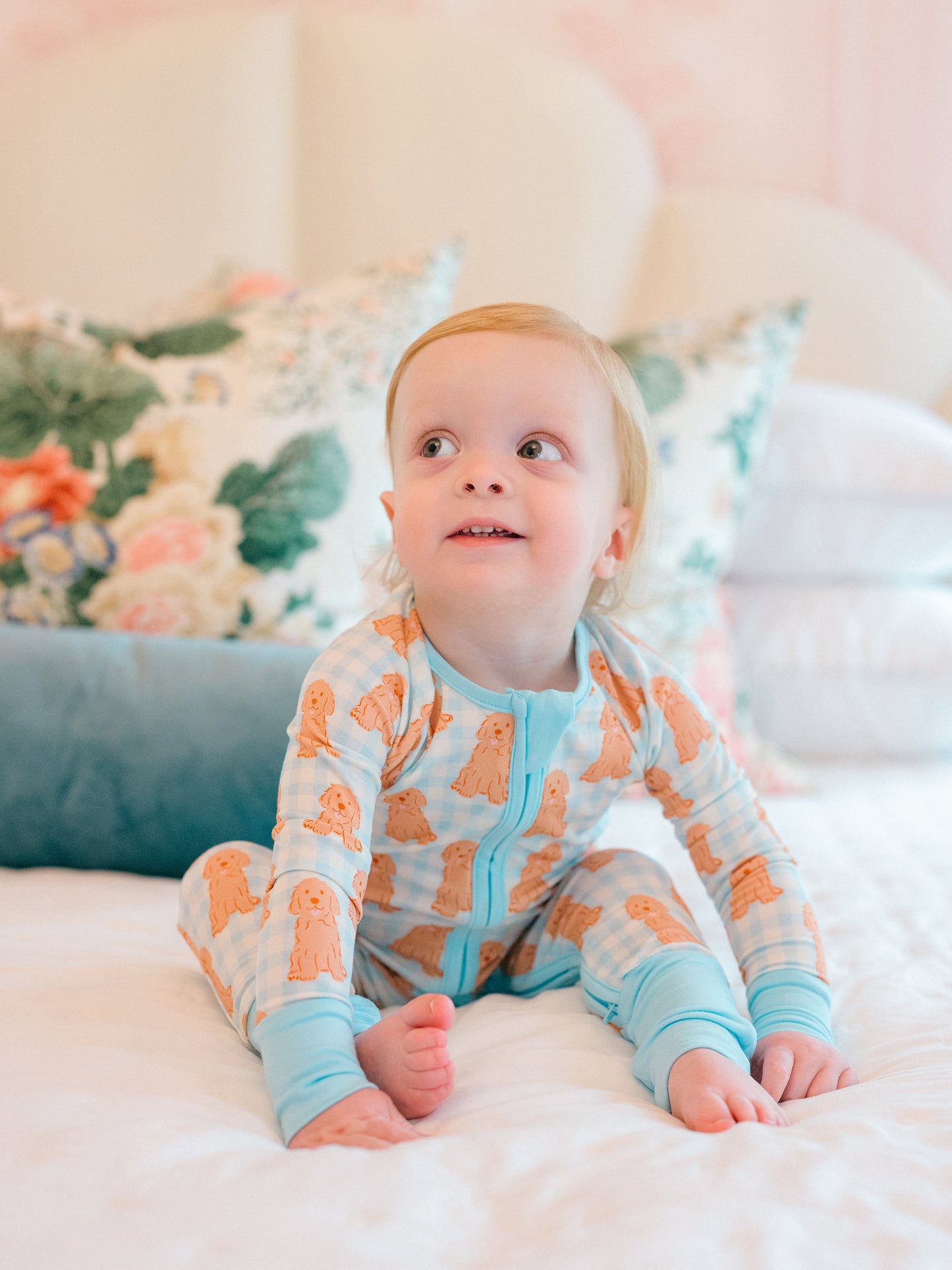 Blue Goldendoodle Zipper Romper