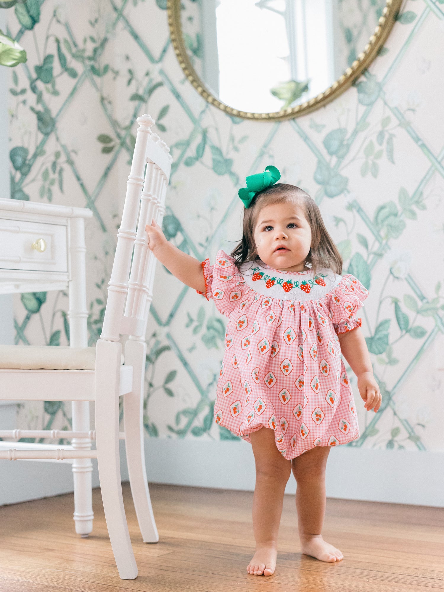 Checkered Strawberry Smocked Bubble (FINAL SALE)