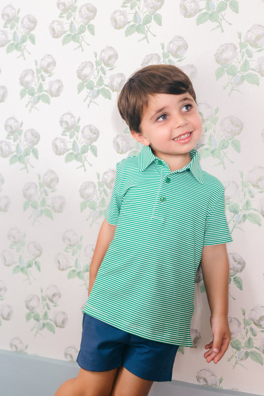 Green Stripe Boys' Polo (FINAL SALE)