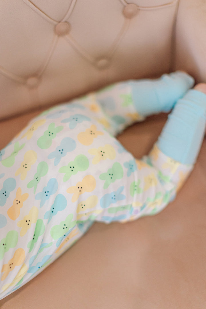 Bunny Hop Zipper Pajamas (Blue)