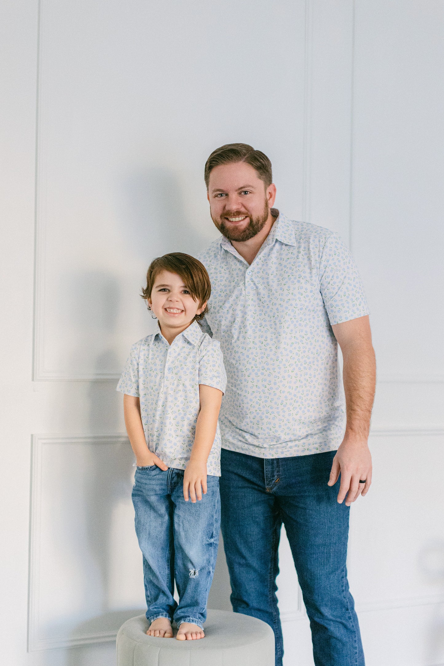 Blue Ditsy Boys' Polo