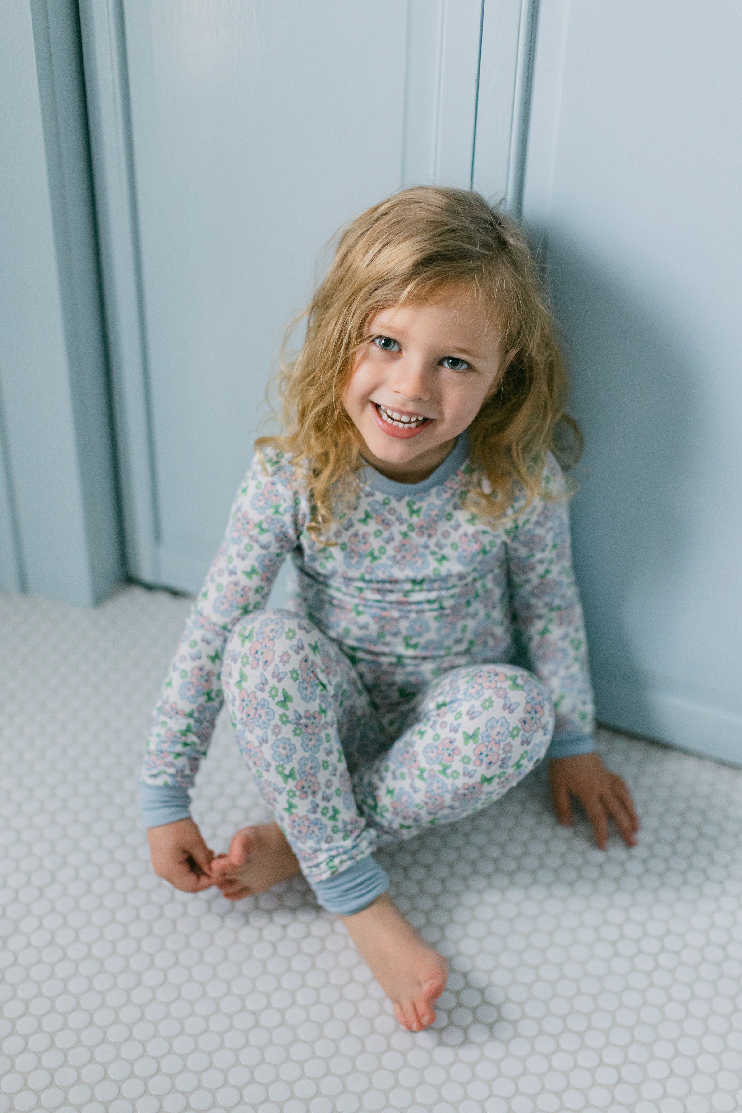 Pink and Blue Floral Bamboo Pajamas I Poppy Kids Co