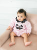 a toddler girl wearing the pink Jack-O-Lantern Bubble