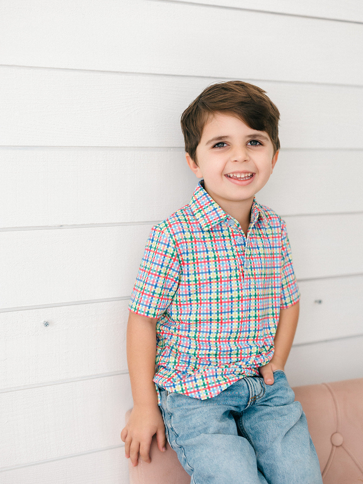 Color Pop Plaid Boys' Polo