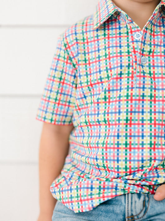 Color Pop Plaid Boys' Polo