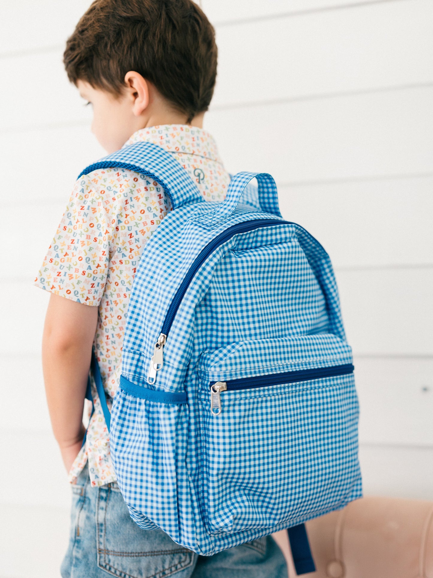 Blue Gingham Backpack