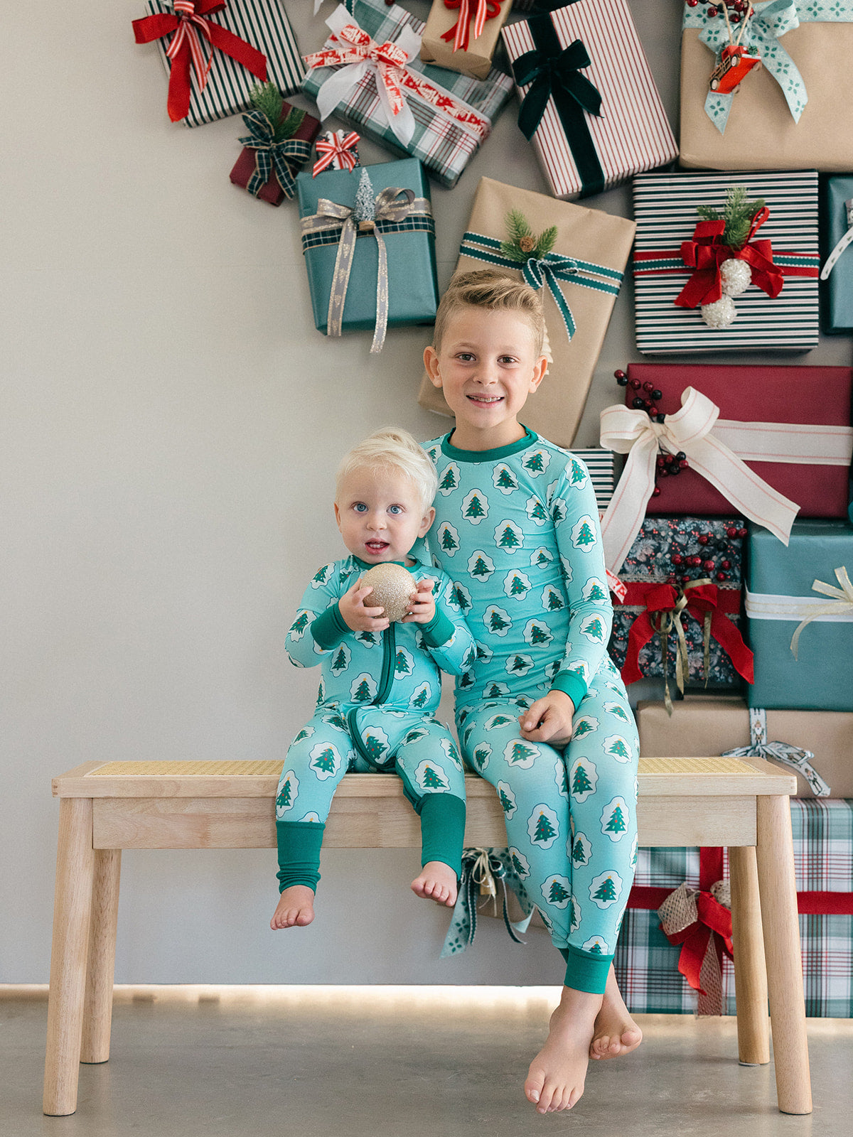 Green Starry Tree Zipper Romper