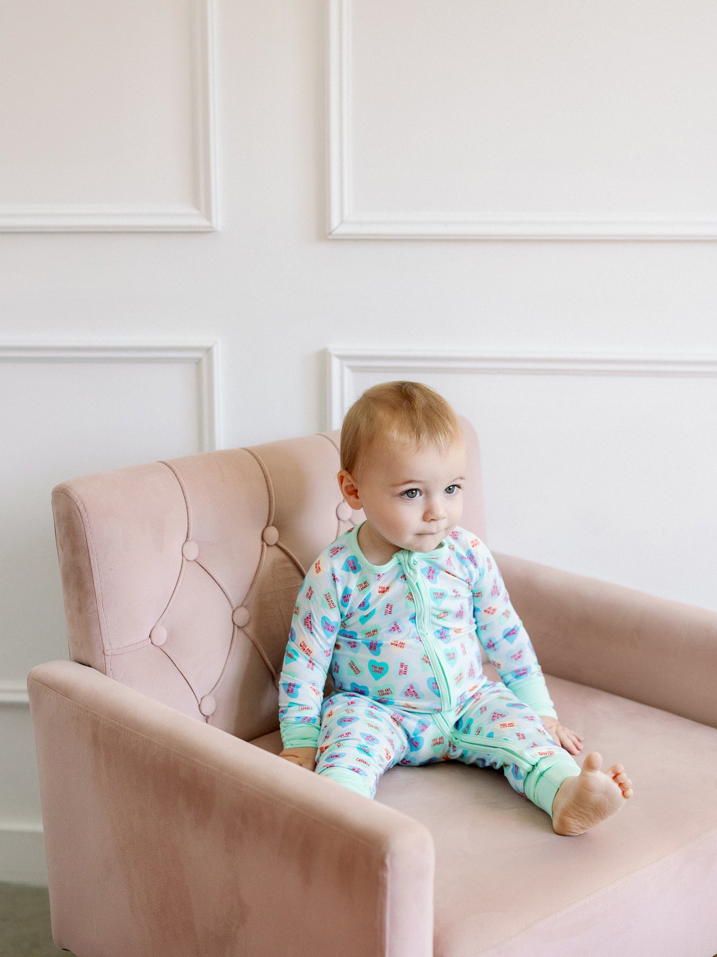 Blue Convo Hearts Zipper Romper