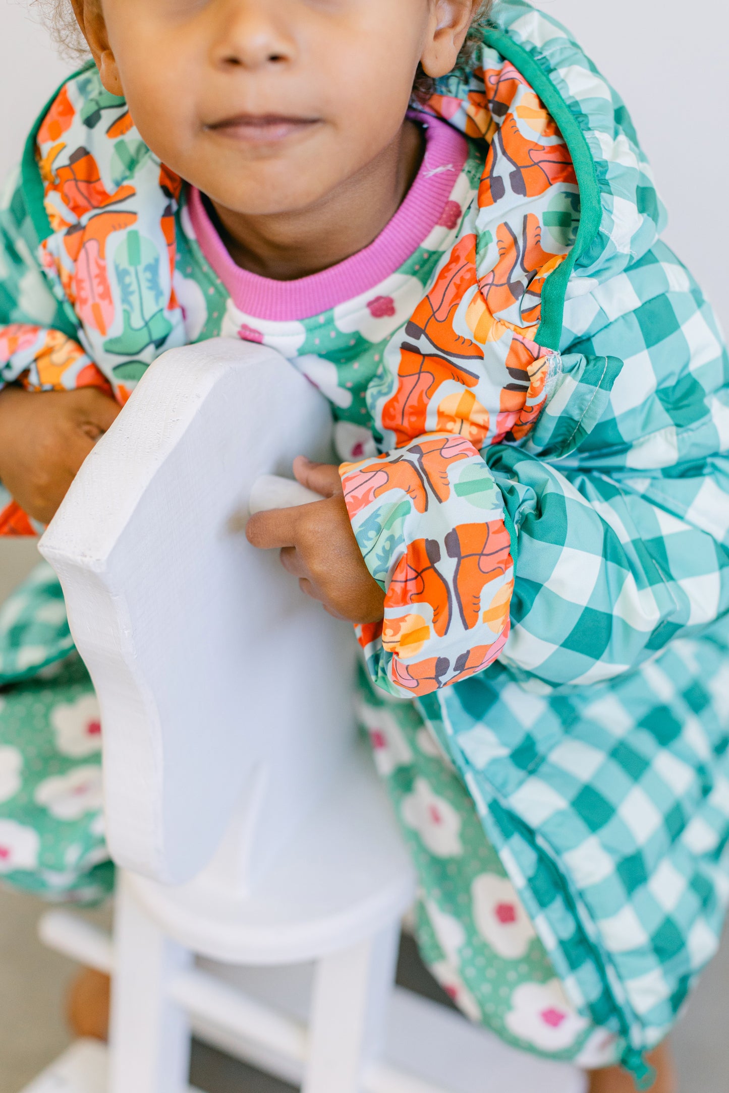 Giddy Up Gingham Puffer Jacket