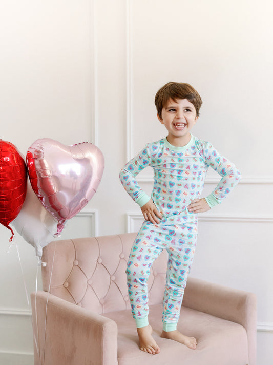 Blue Convo Hearts PJ Set