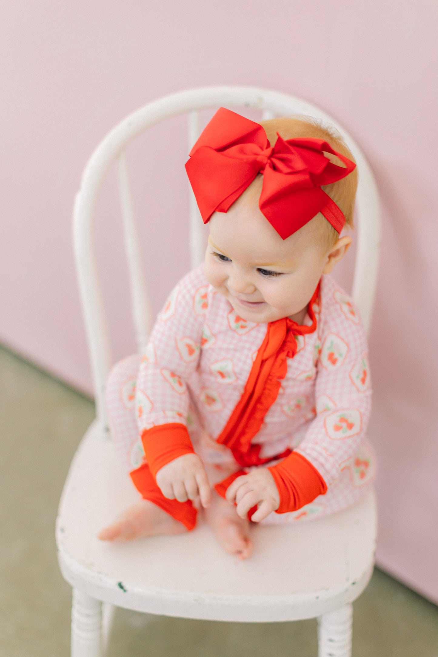 Checkered Strawberry Premium Ruffle Romper