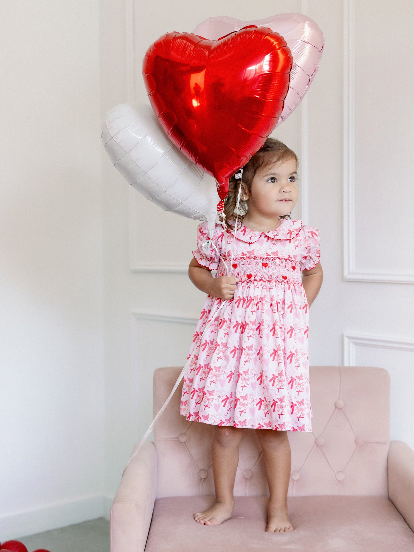 Valentine Heart and Bows Smocked Dress I Poppy Kids Co 6 Valentine Heart and Bows Smocked Dress I Poppy Kids Co 6