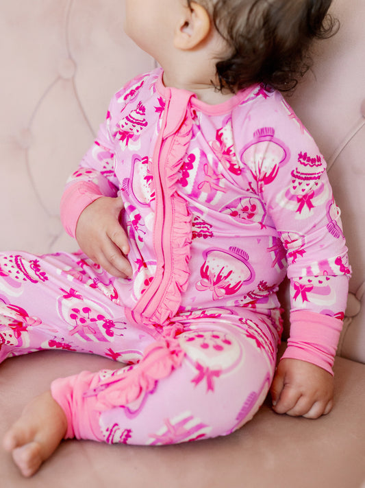 Valentine Cakes Ruffle Romper