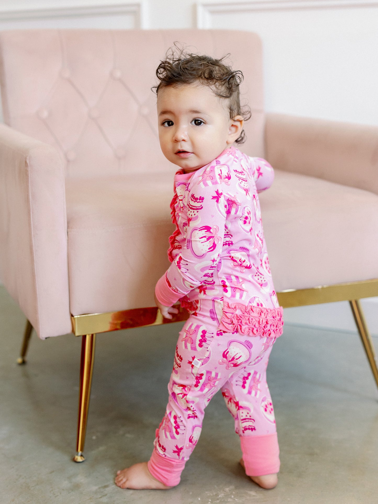 Valentine Cakes Ruffle Romper