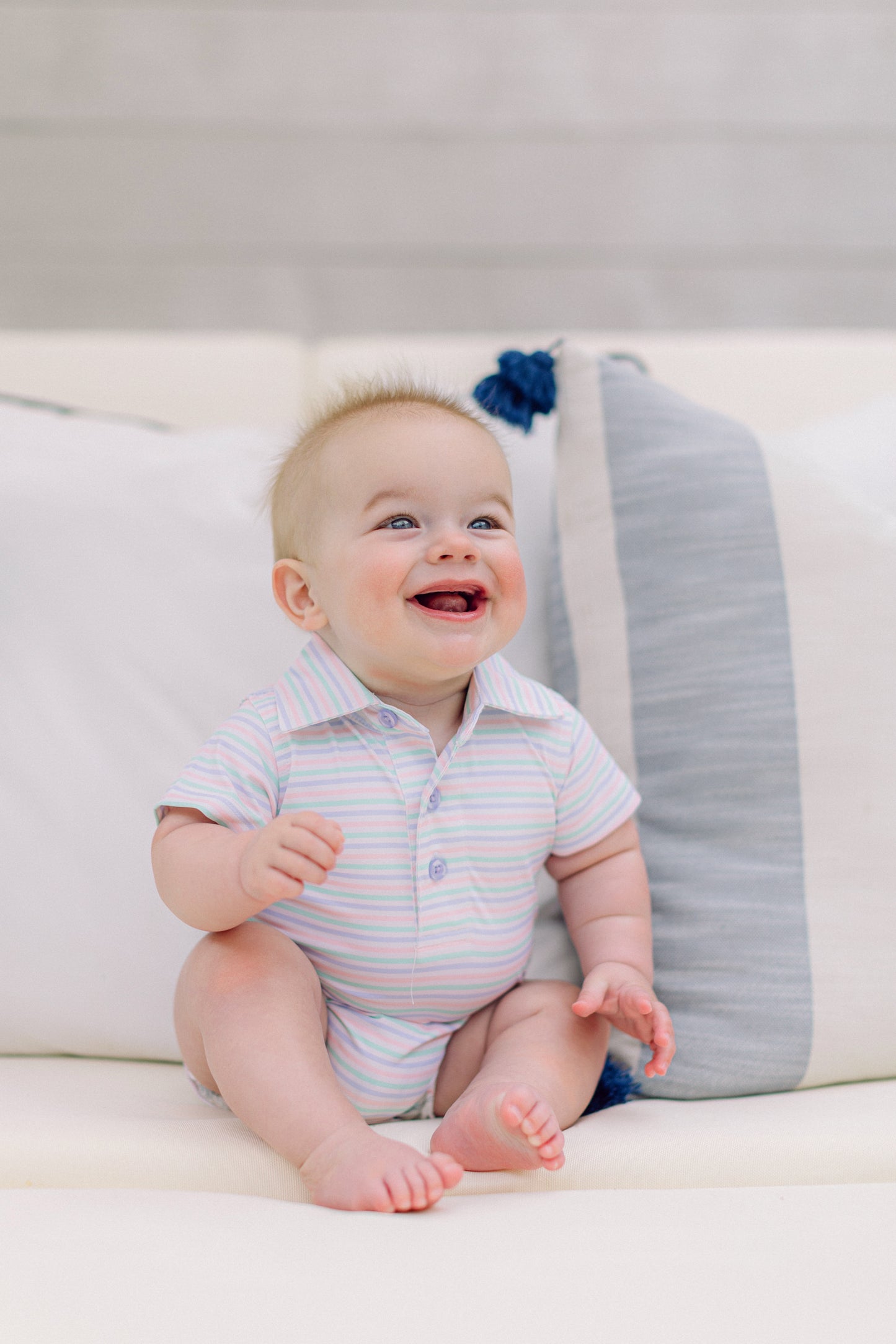 Pastel Stripes Polo Onesie