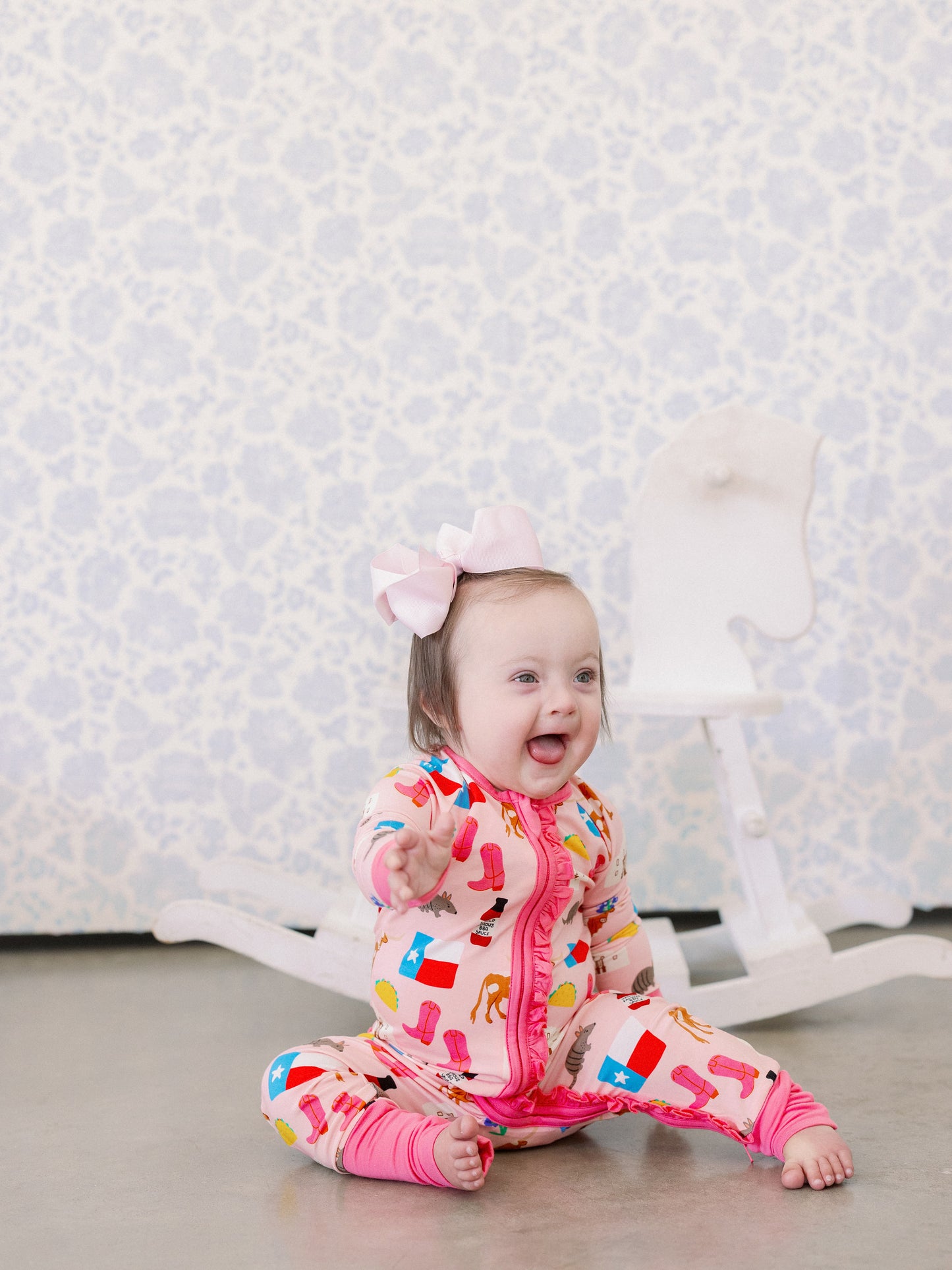 Pink Texas Forever Ruffle Romper