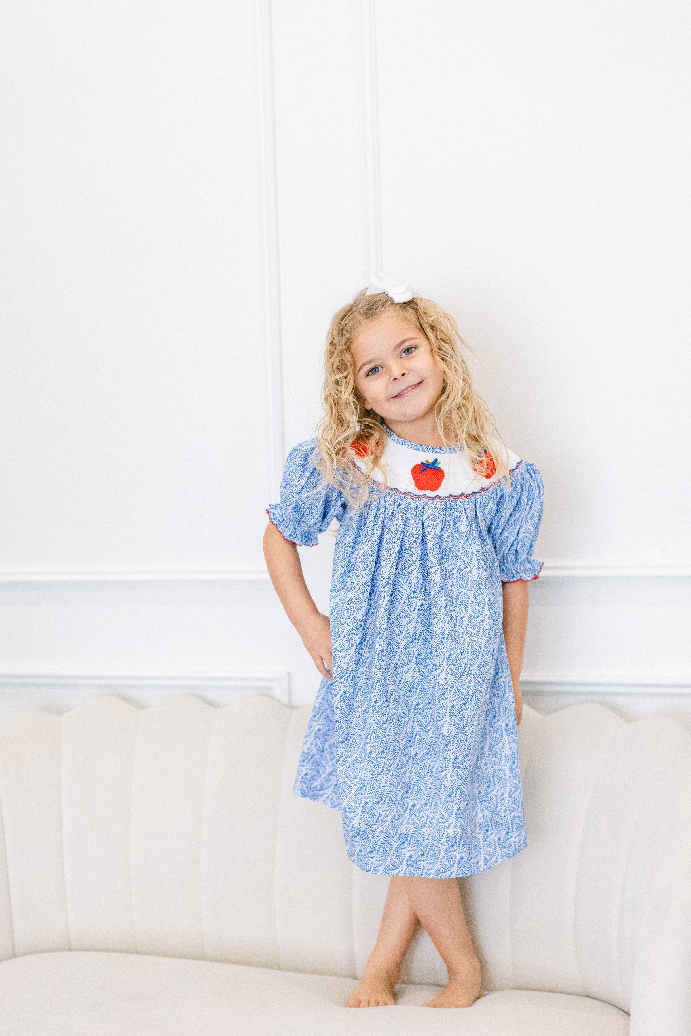 トップス POPPY BALLOON RIBBON CAMI (BLUE) Blue Striped Little Sister Smocked Bubble I Poppy Kids Co