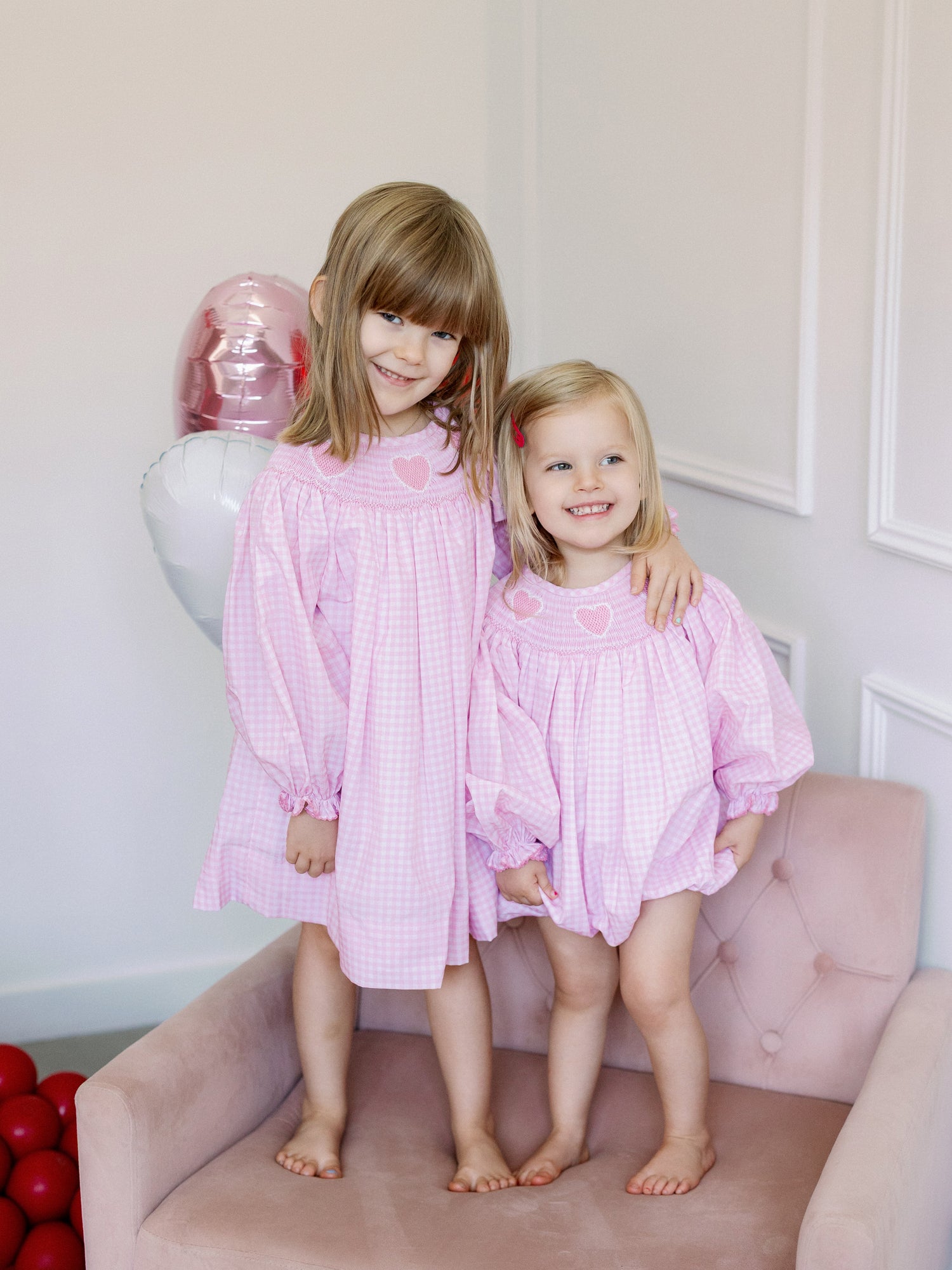 Gingham Pink Heart Smocked Dress I Poppy Kids Co 18m Gingham Pink Heart Smocked Dress I Poppy Kids Co 18m