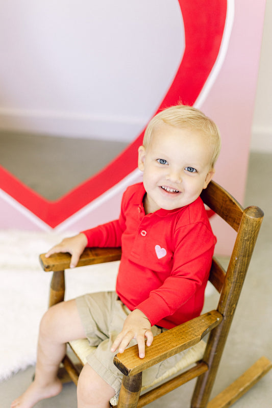 Red Heart Long Sleeve Boys' Polo