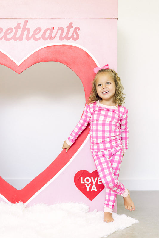 Pink Heart Check Premium PJ Set