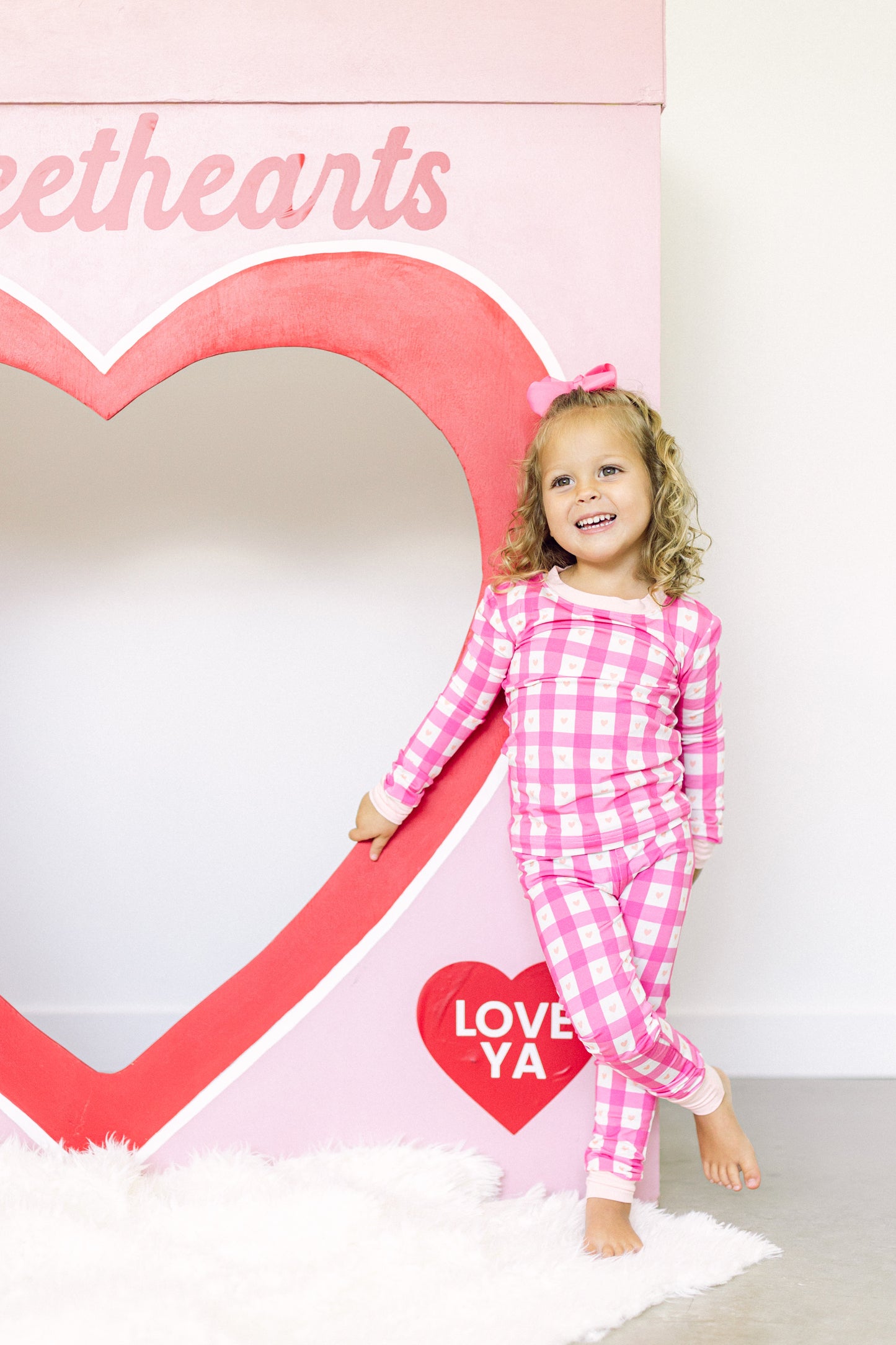 Pink Heart Check Premium PJ Set