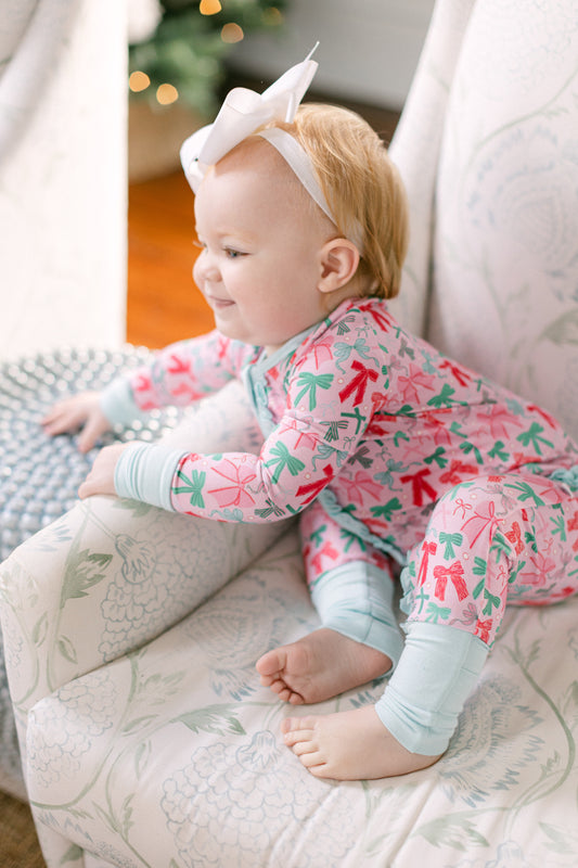 Festive Bows Premium Ruffle Romper