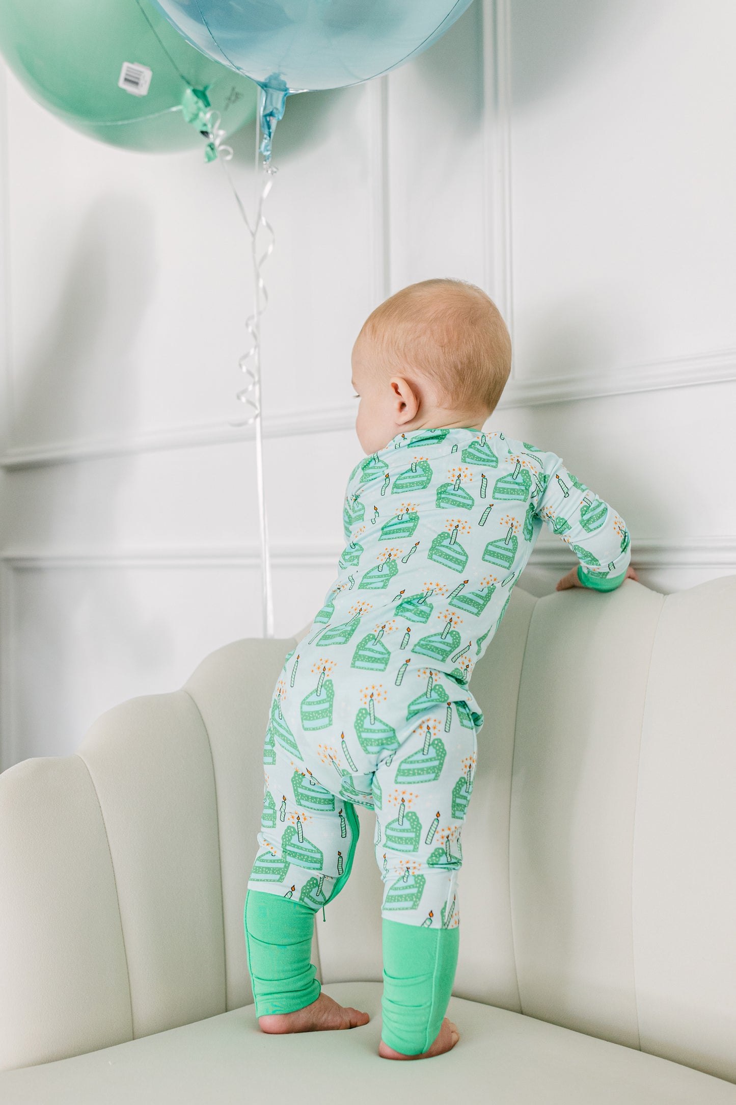 Green Birthday Premium Zipper Romper